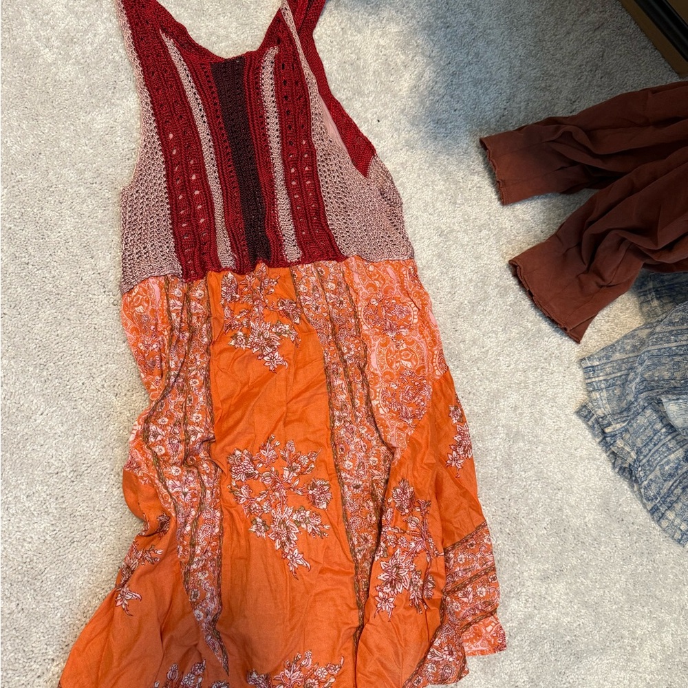 Free People Bohemian Knit and Floral Dress